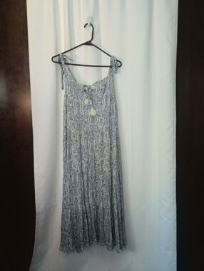Arula Beachy Cottage Midi Dress Size C/3X Tie Strap Floral Flowy Romantic Boho